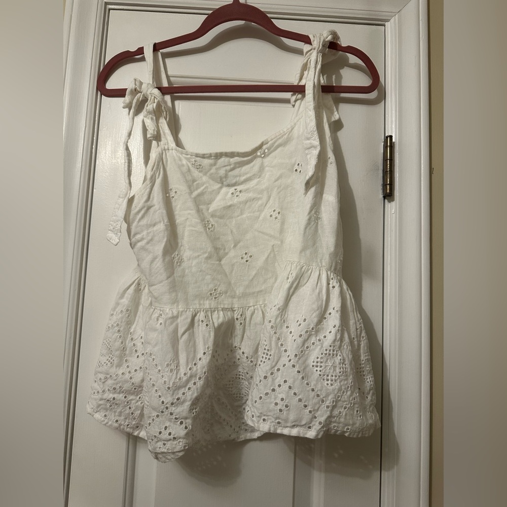 Madewell Rosalie Tie-Strap Top in Geo Eyelet